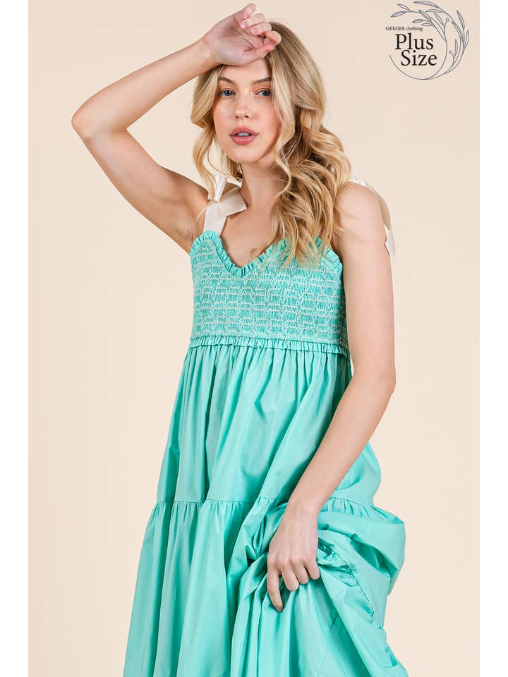 GeeGee x Lovelo - Vendita all'ingrosso Vestito - Donna - Abito midi plissettato a balze taglie comode, MD51552PL10