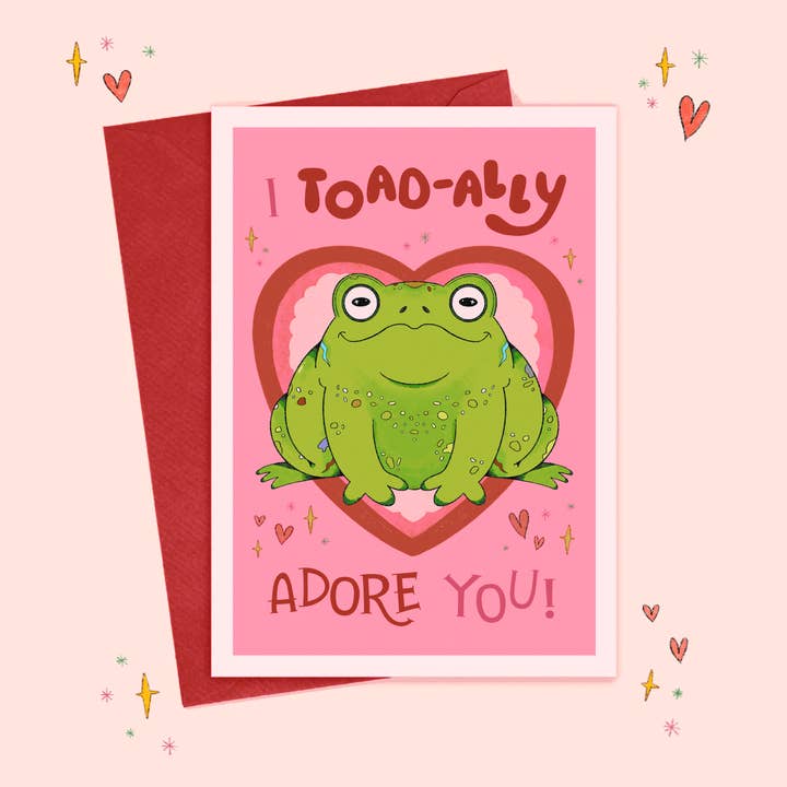 I TOADALLY ADORE YOU - CARTE DE VŒUX A6 ILLUSTRÉE pour la vente par jenkoandco
