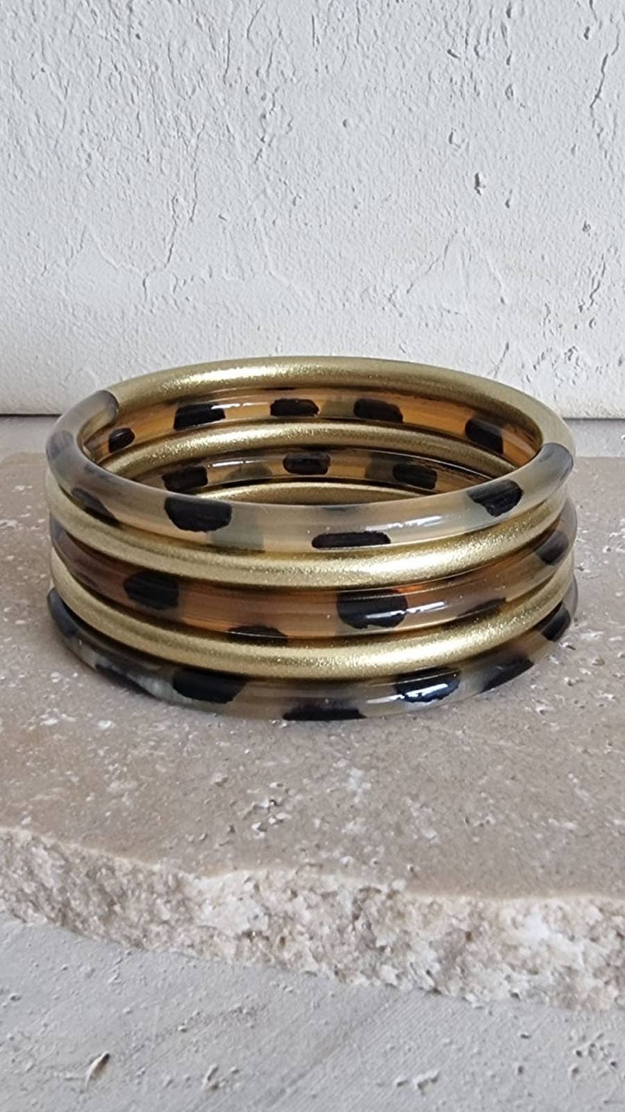 Le Coin Sauvage - Wholesale Armband - Hoornarmband - 5 mm - Luipaard duo goud4