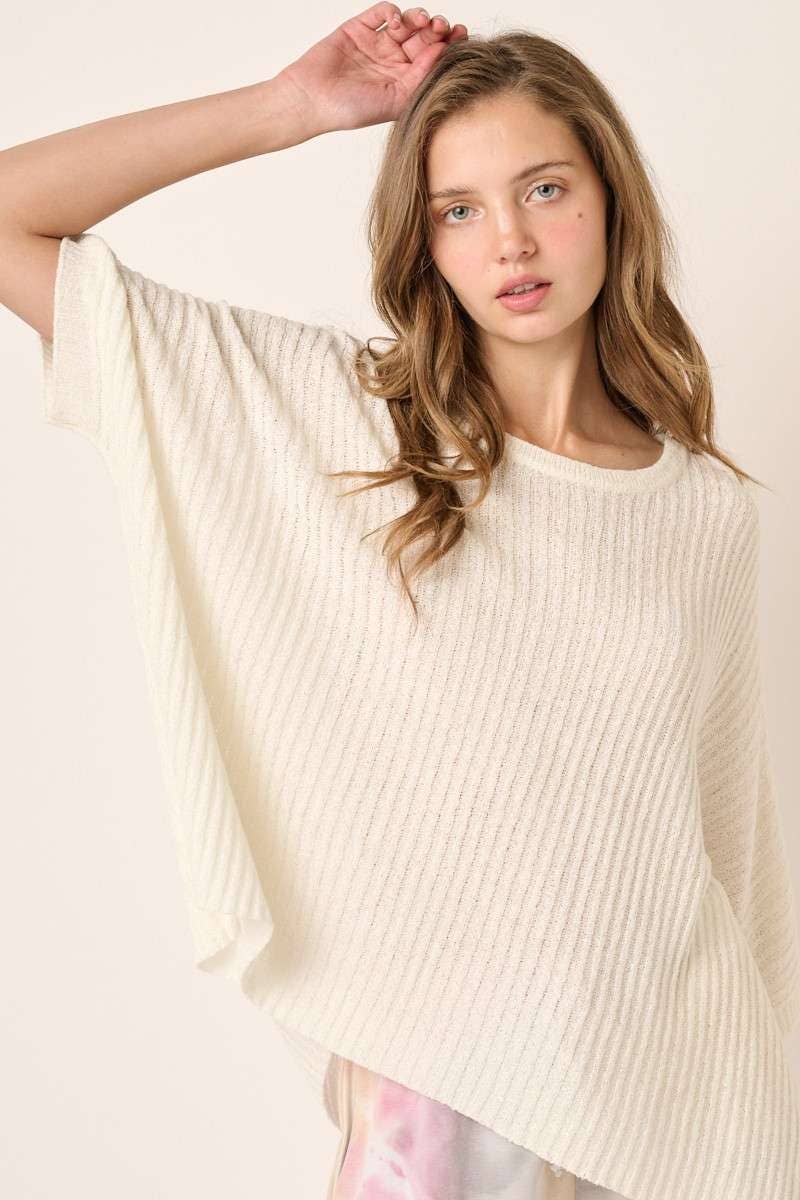 mittoshop – Großhandel Strickpullover – Damen – DOLMAN-KURZARM-PULLOVER MIT RUNDHALSAUSSCHNITT IN ÜBERGRÖSSE7