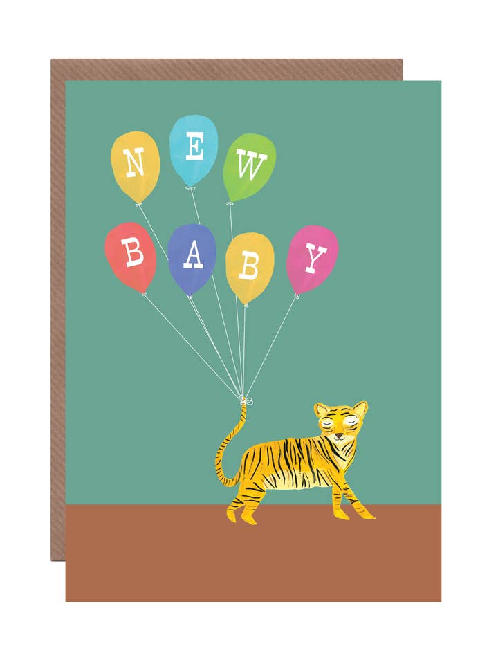 'Tiger' New Baby Greetings Card for wholesale by Hutch Cassidy