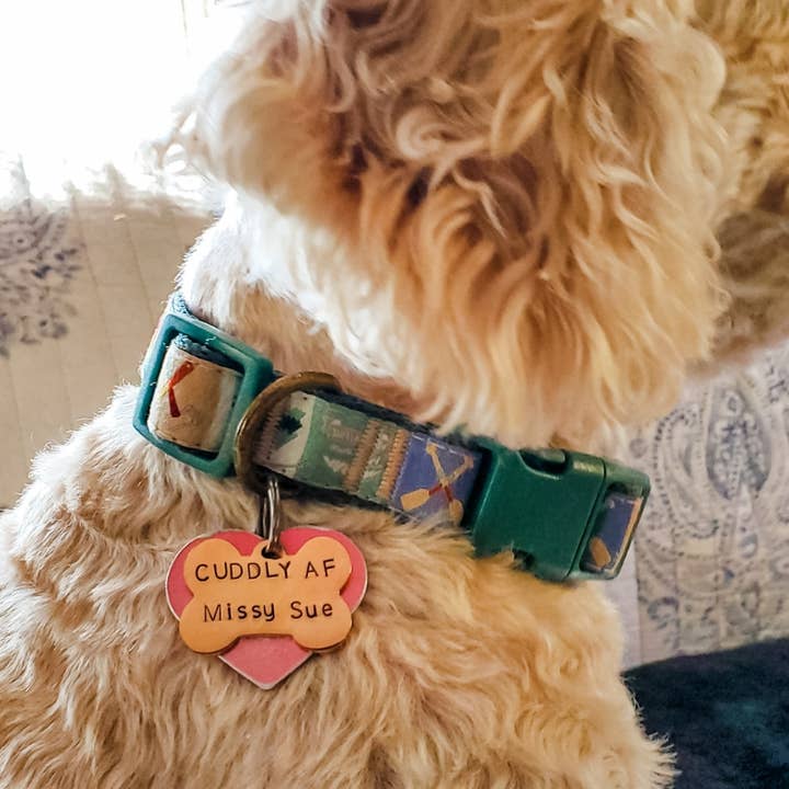 Salt and Sparkle - Wholesale Pet Identification Tag - Cat/Dog - CUDDLY AF Bone-Shaped Pet Tag