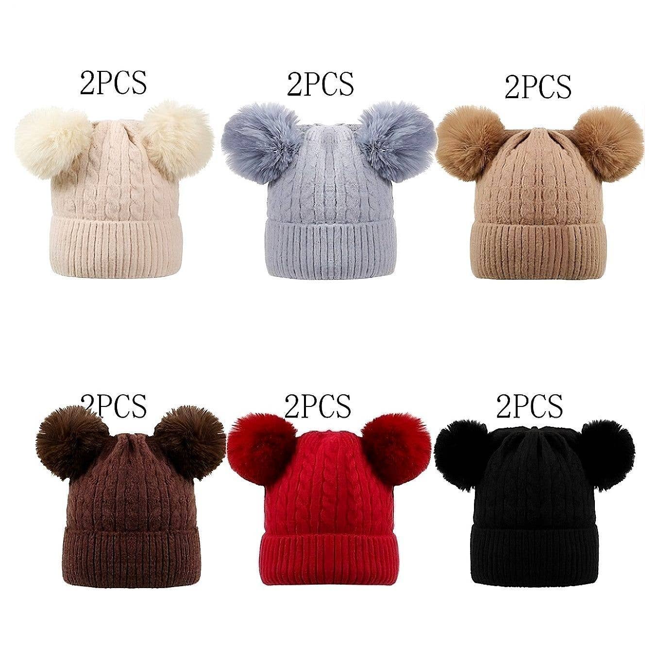 Diacly - Wholesale Beanie - Unisex - 12pk Twist Double Pompom Knited Winter Beanie1