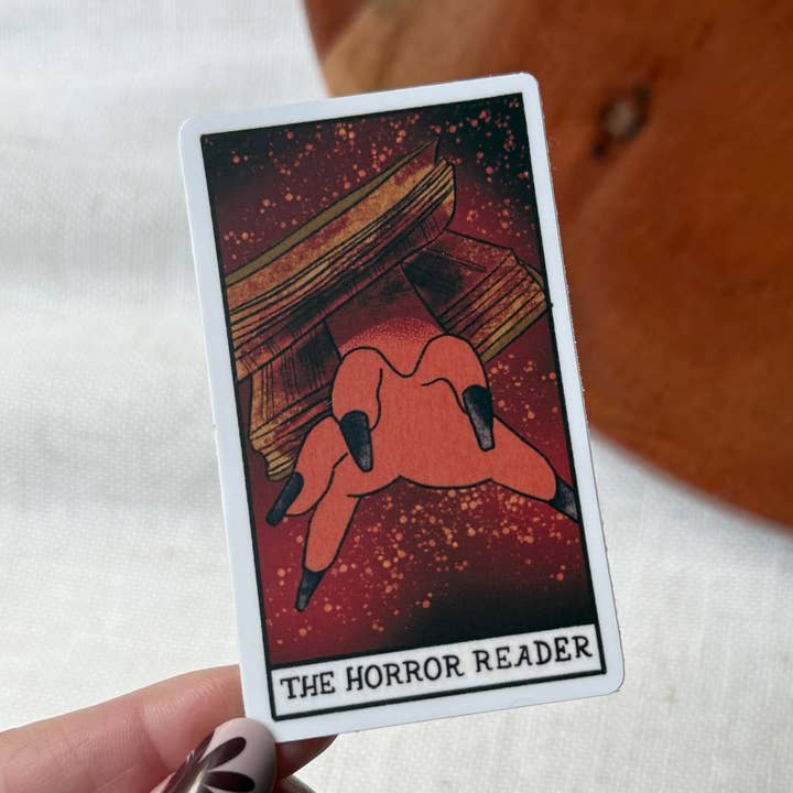 The Horror Reader Book Tarot Card Sticker for wholesale by Big Moods