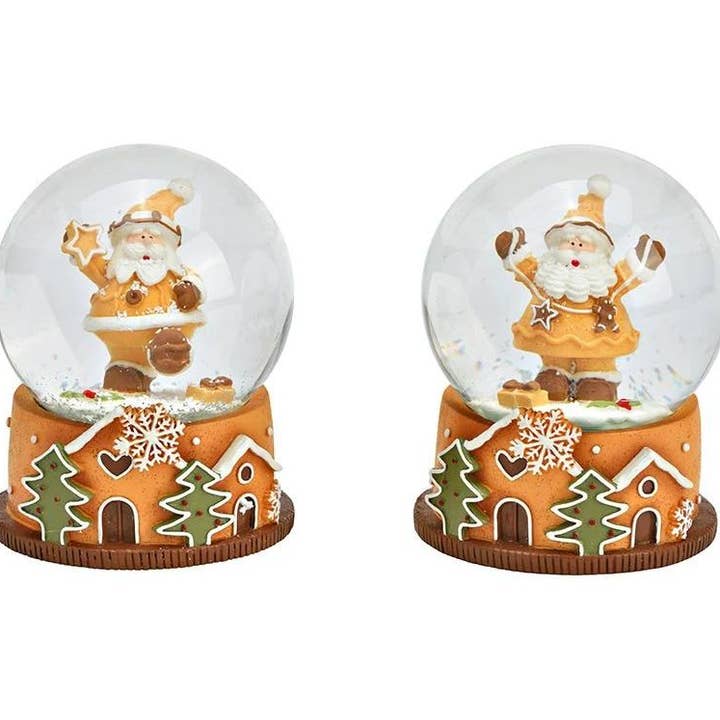 Schneekugelhaus - Venta al por mayor Globos terráqueos - 2 bonitas bolas de nieve de confitería sobre una base navideña de 65 mm de diámetro