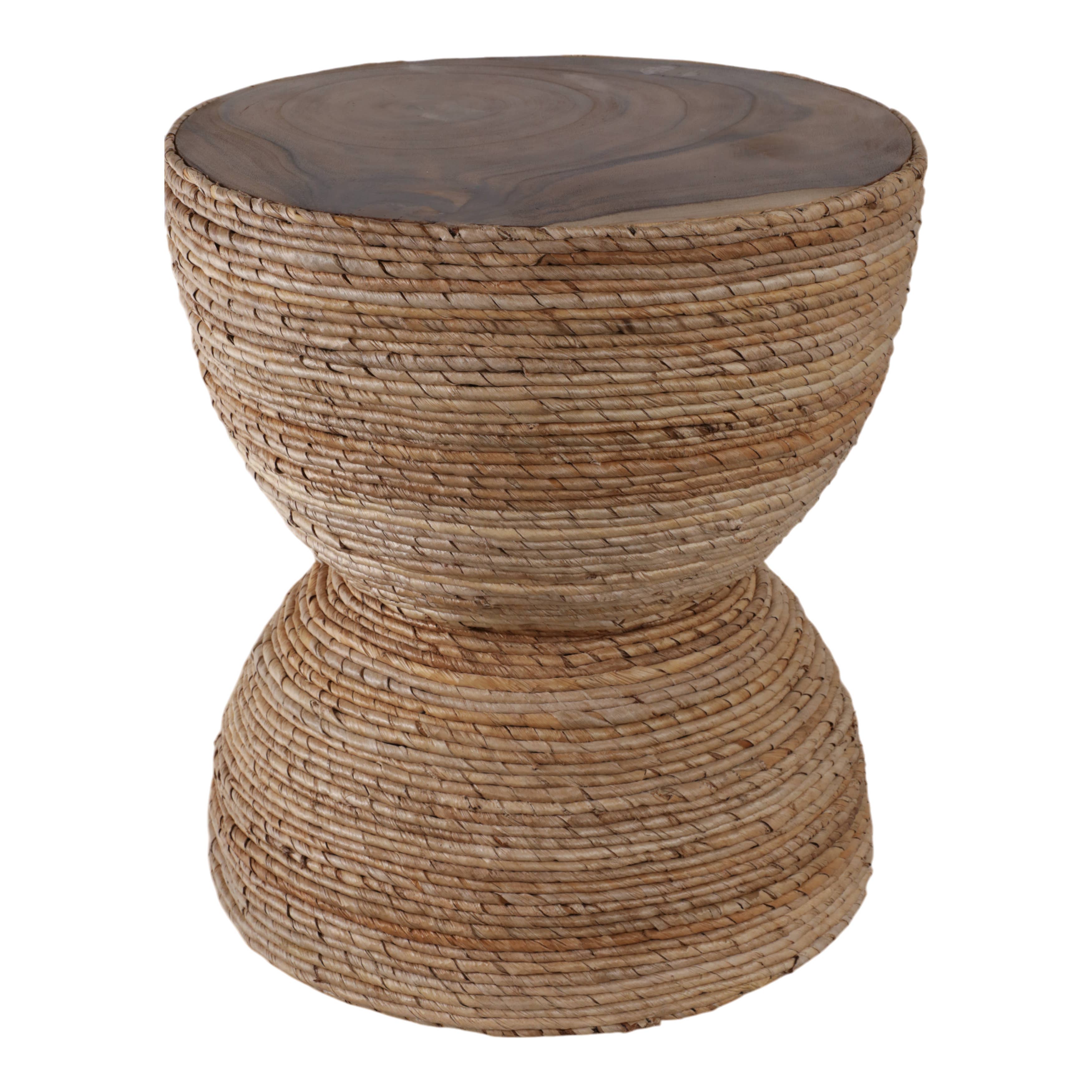Sagebrook Home - Wholesale Side Table - End Table - Brown Wood Woven Banana Leaf Design, 18 in.6