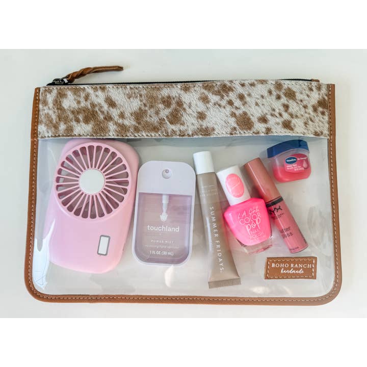 Boho Ranch Shop - Wholesale Makeup/Cosmetic Bag - Cowhide Clear Toiletry Makeup Bag, organizer, Travel