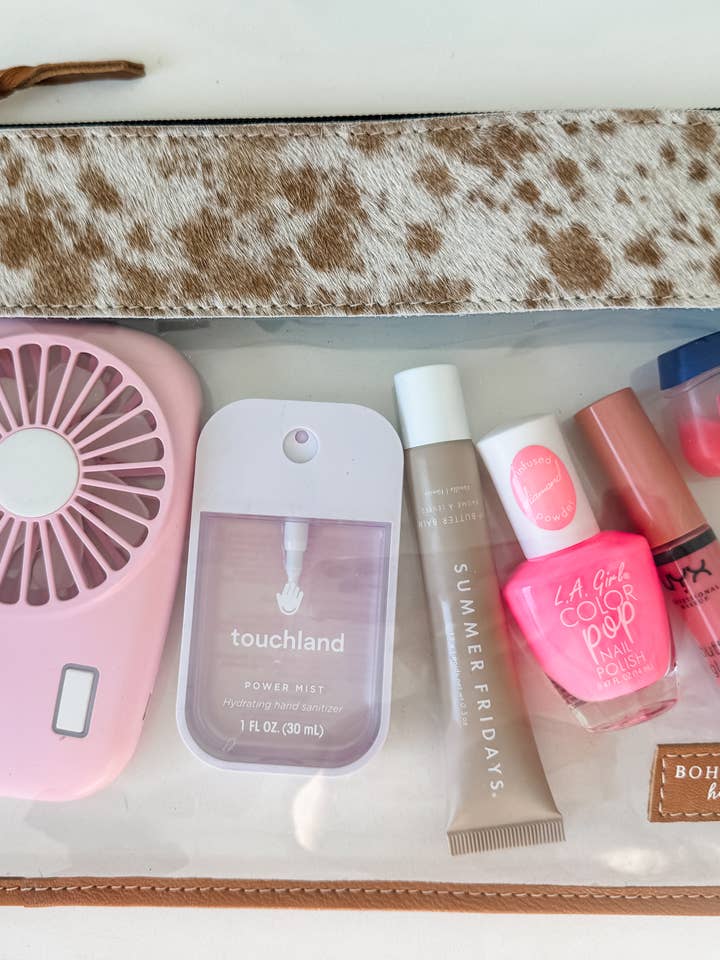 Trousse de maquillage en cuir de vachette transparent, organiseur, voyage pour la vente par Boho Ranch Shop