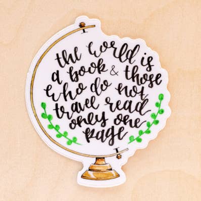 The World is a Book Sticker for wholesale by Kallos Ink