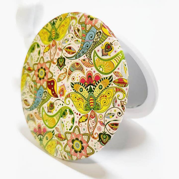 Assorted Color Mandala Pattern Compact Mirror for wholesale on Faire