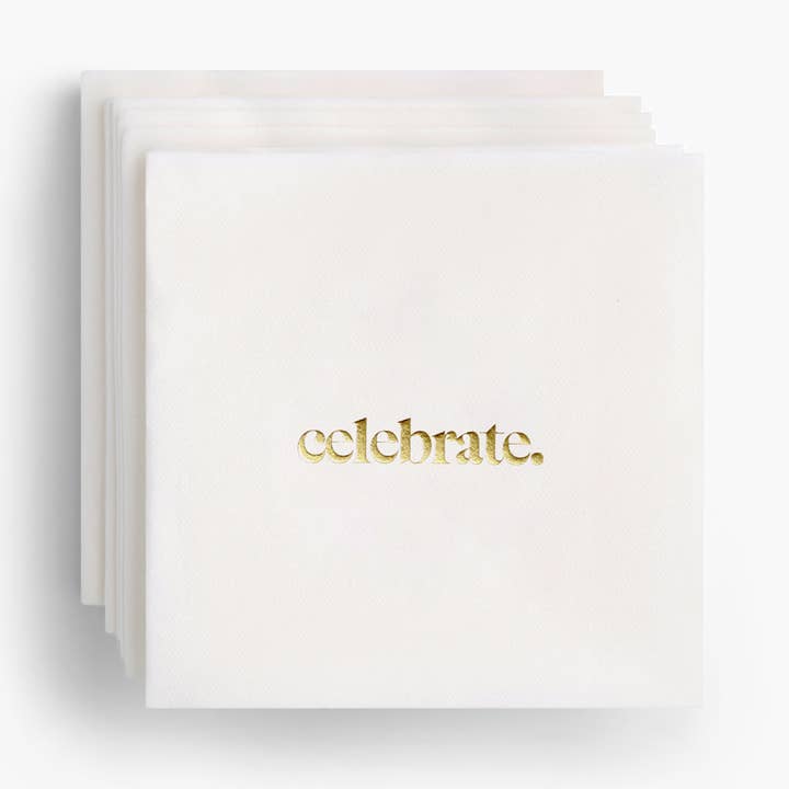 Celebrate Gold Foil Cocktail Napkins - Set Of 20 for wholesale by Souvenir Stationery