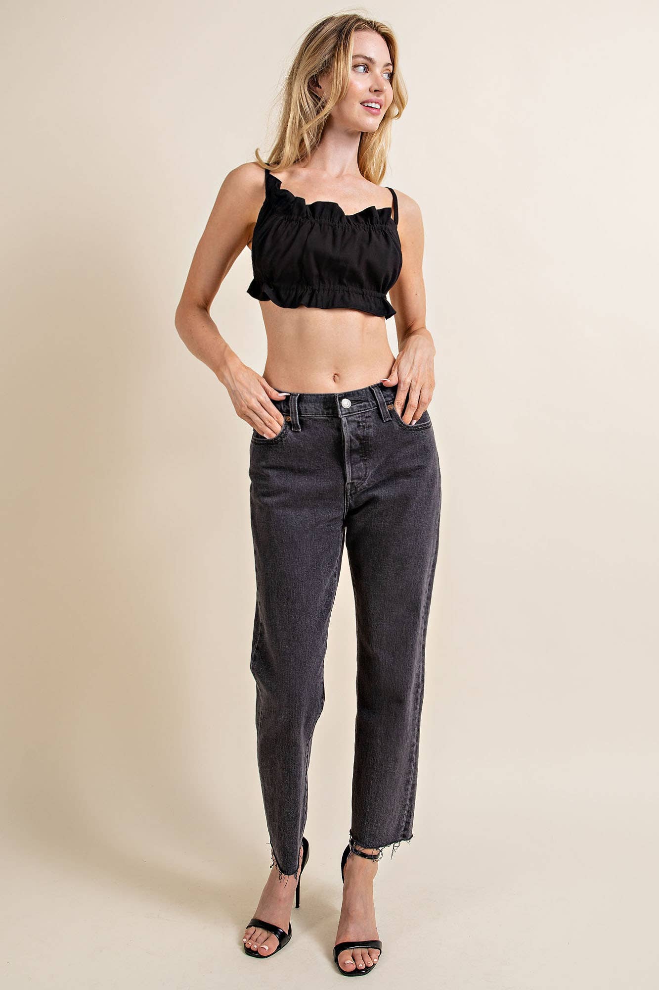 Edit by Nine - Wholesale Blouse - Women's - Mt1870 Ruched Apron Crop Top4