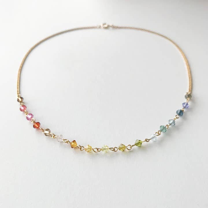 Rainbow Crystal Necklace for wholesale by Hur Jewelry
