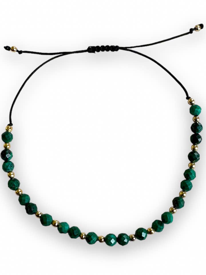 Malachite Stone Gold Plated Bracelet for wholesale by Yugu Studio