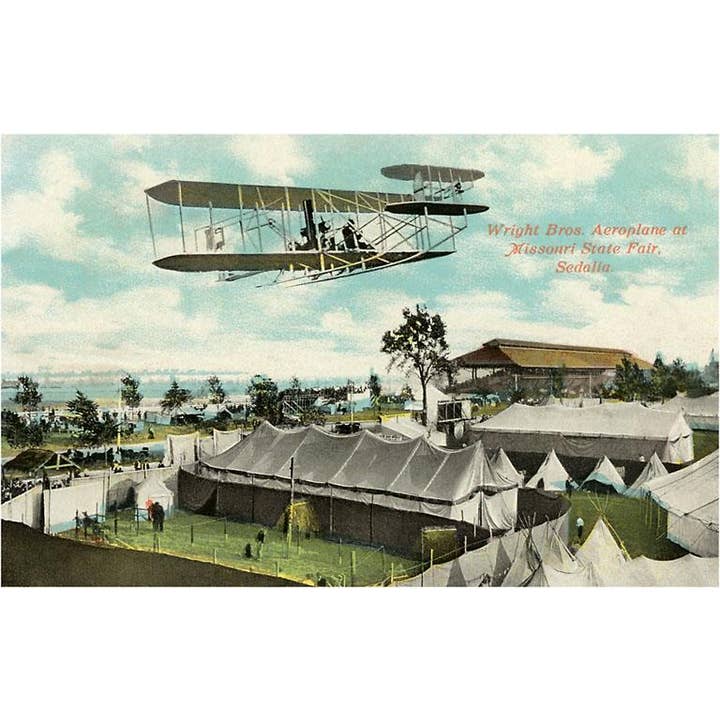 Carte postale AV-33 Biplan des frères Wright, Sedalia, Missouri pour la vente par Found Image Press