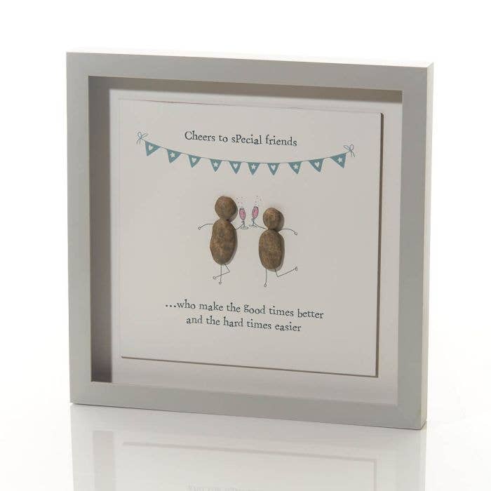 Langs - Wholesale Picture Frame - Friendship Wood Shadow Box Picture Cheers to Special Friends With Resin Friends1