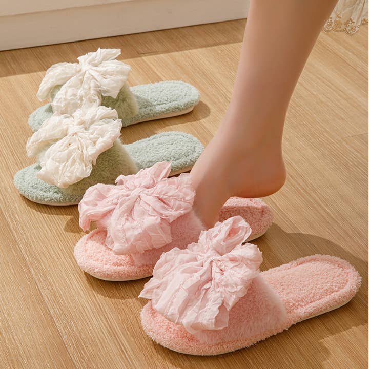 DrifWoo - Wholesale Slippers – Women's - Terry Bow Slippers for Women – Soft Bridal Guest House Shoes3