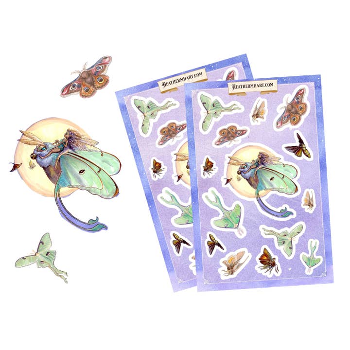 Wings of Fantasy - Wholesale Sticker - Lunar Moth Fairy Sticker Sheet | Magical Fantasy Planner Stickers | Celestial Journaling Stickers