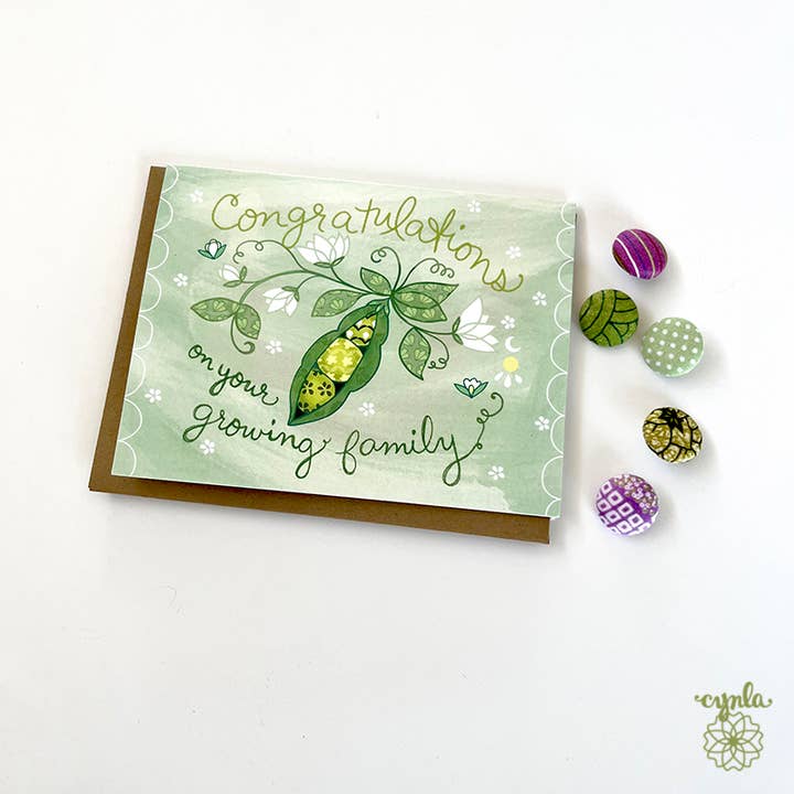 Cynla - Wholesale Baby Card - Peapod Baby Card - baby congrats greeting card new baby 3