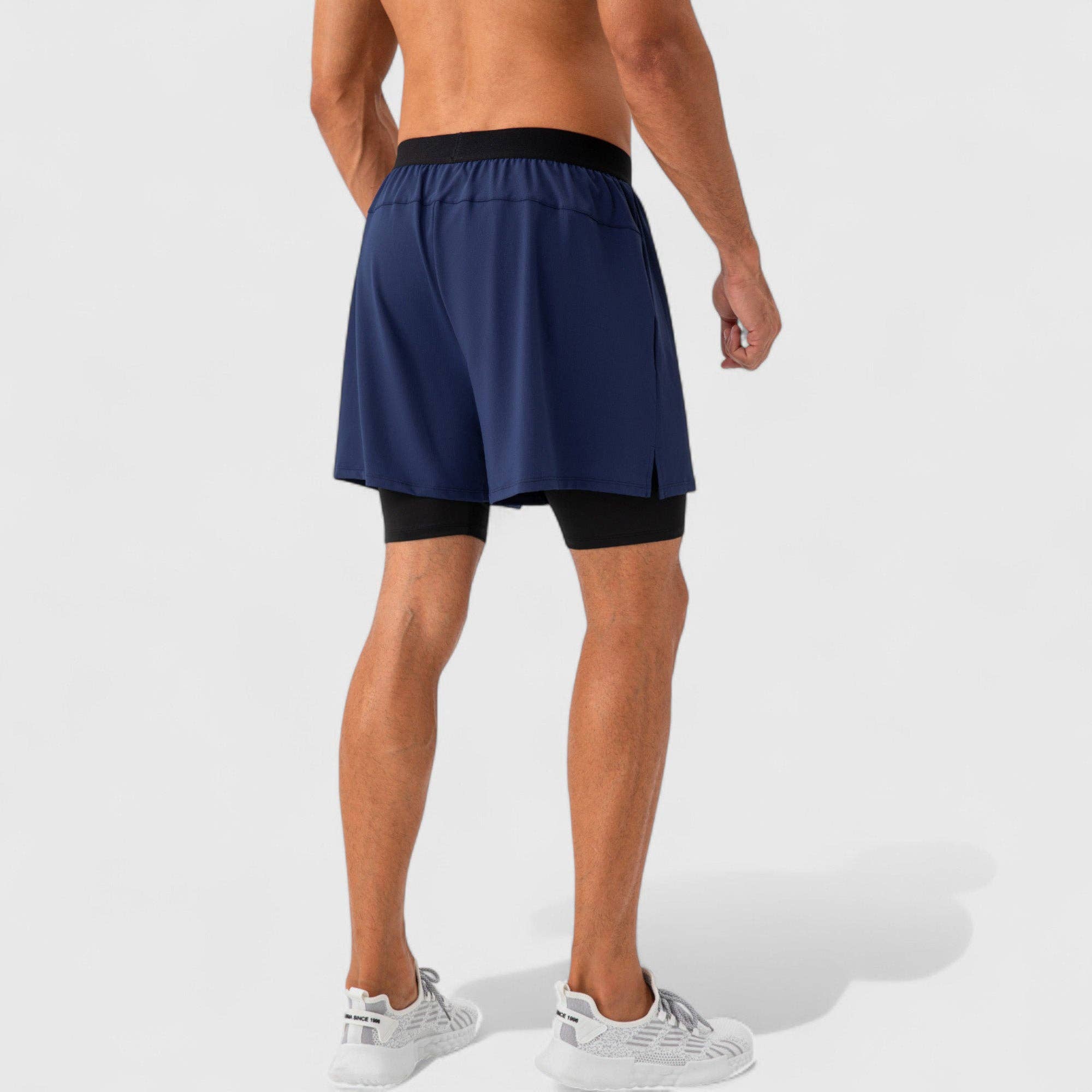 Active by Anna-Kaci - Wholesale Athletic Shorts - Men's - Men's 2-in-1 Training Shorts with Inner Compression Layer an4