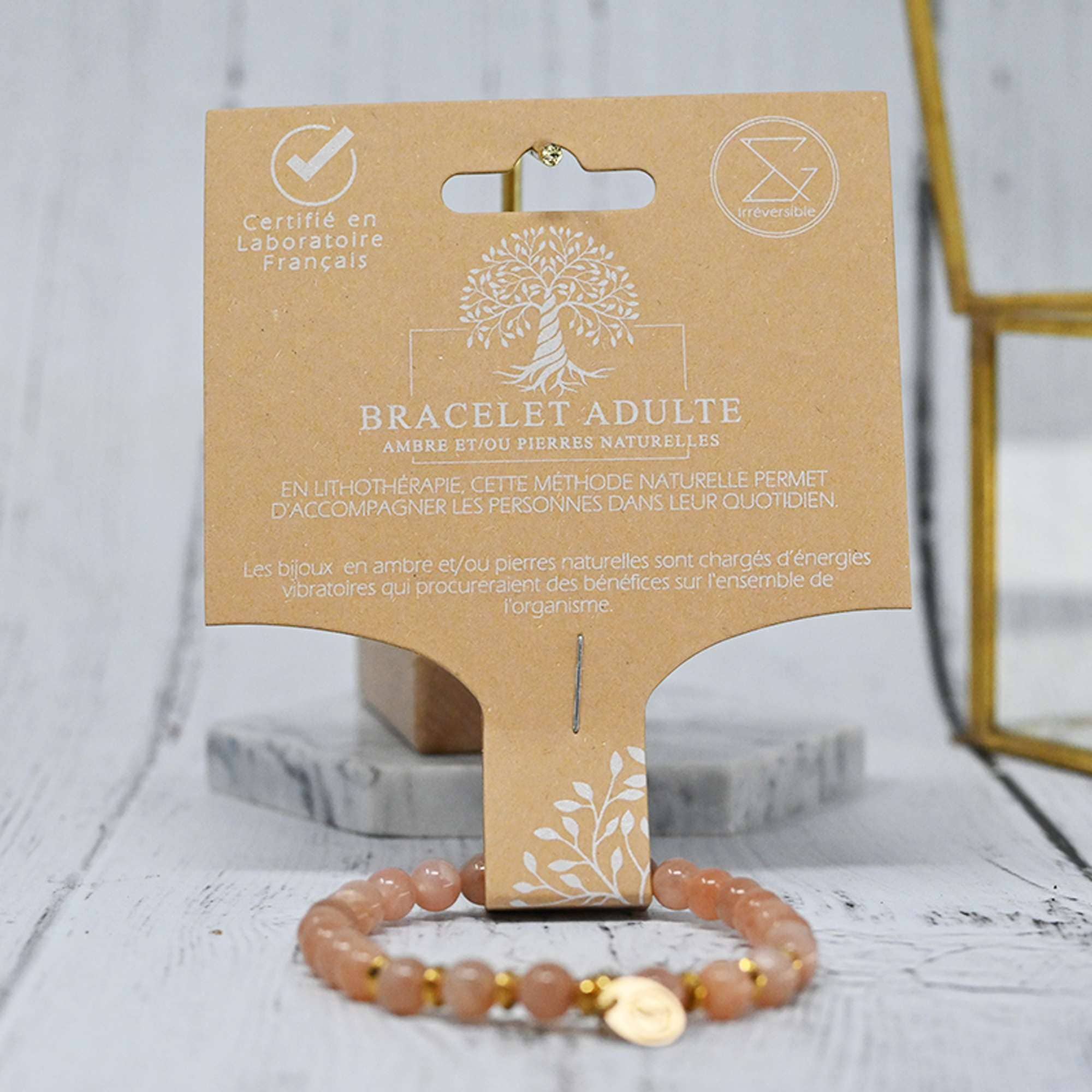 Irréversible - Wholesale Beaded Bracelet - Bracelet adulte pierre naturelle, or - pierre du soleil3