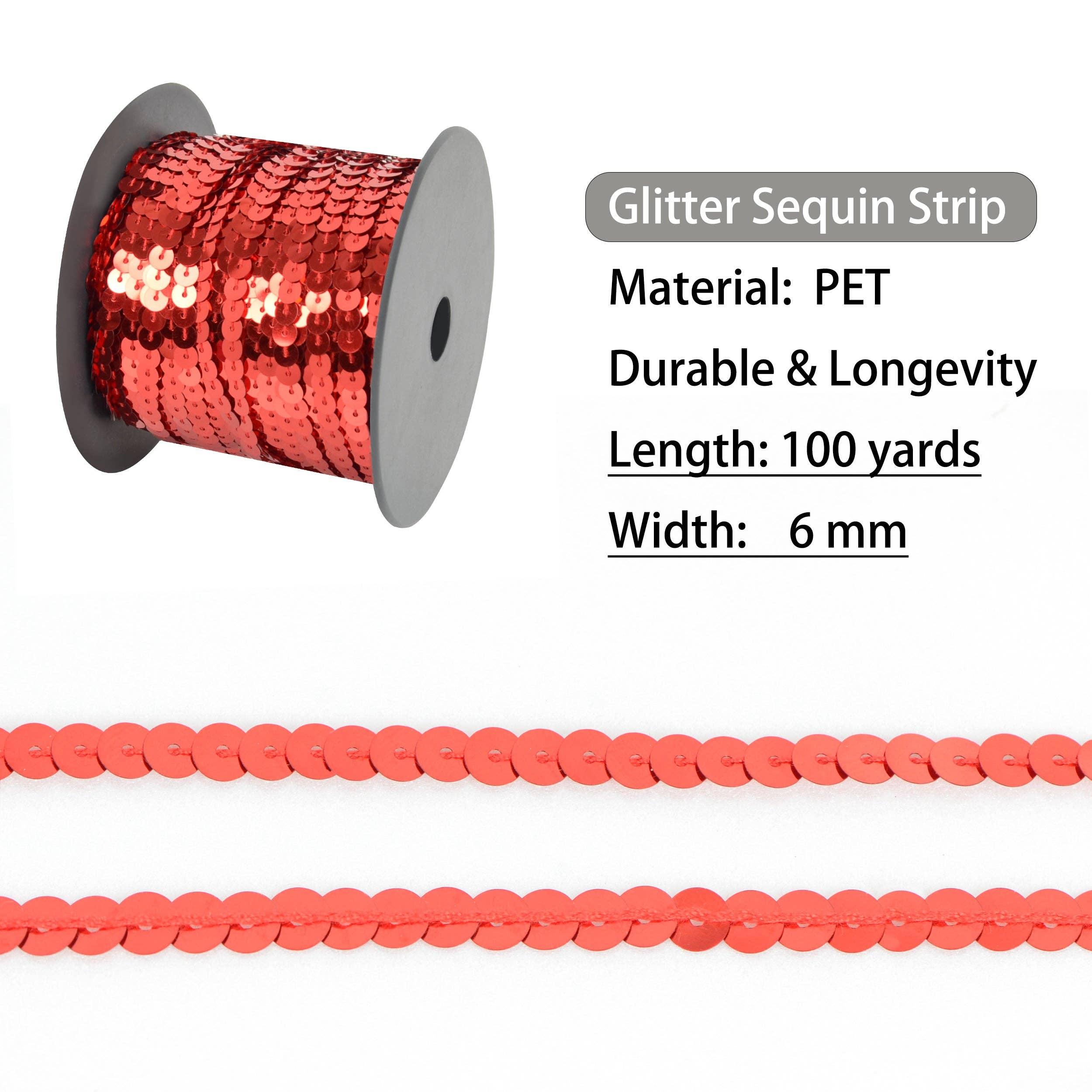 AK Brand - Venta al por mayor Material para manualidades - Tira de Lentejuelas Planas 6mm Lentejuela Metálica Adorno de Lentejuelas24