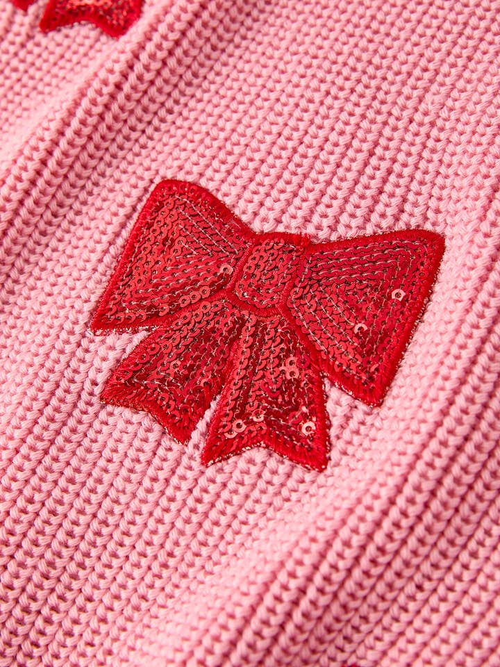 Rylee Faith Designs - Wholesale Knit Sweater - Kids - Christmas Winter Bow Girls Pink Pullover Sweater3