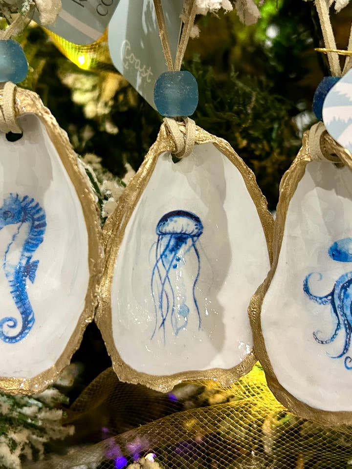 Coastal Oyster Sea Animal Ornament/ Blue for wholesale by Coast and Cork