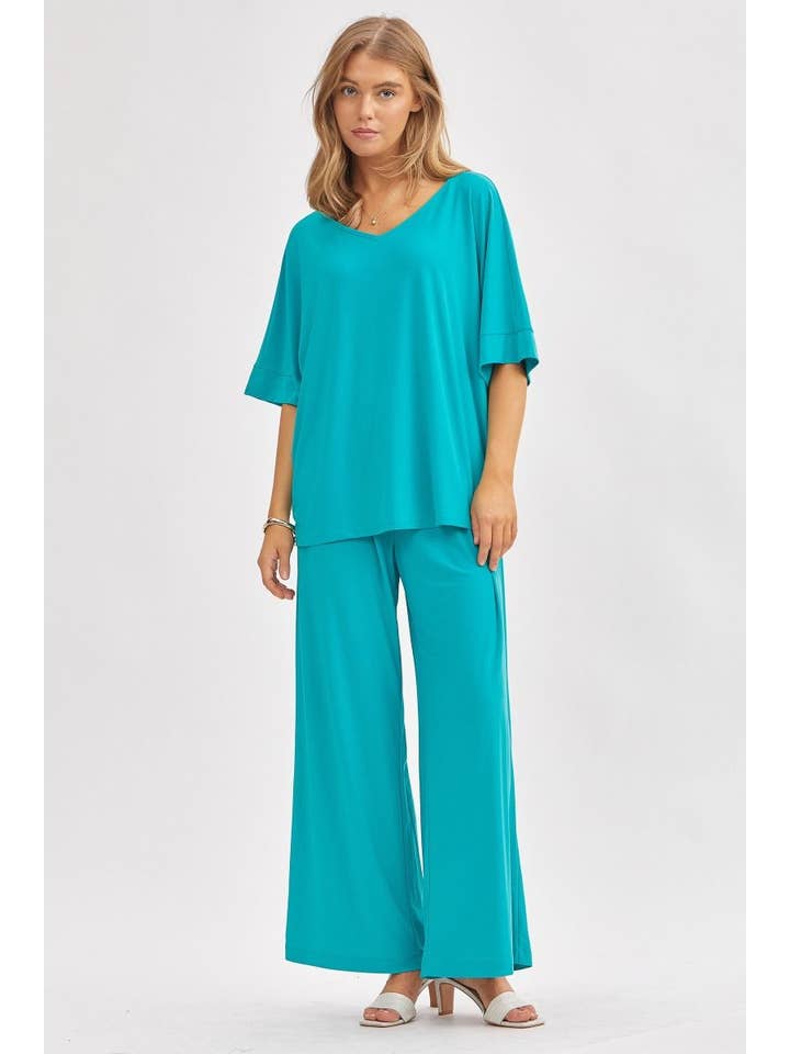 Dear Scarlett - Wholesale Top & Pant Set (NOT Loungewear) - Women's - Stylish Flowy Top + Wide Leg Set TRVSET-CABANA