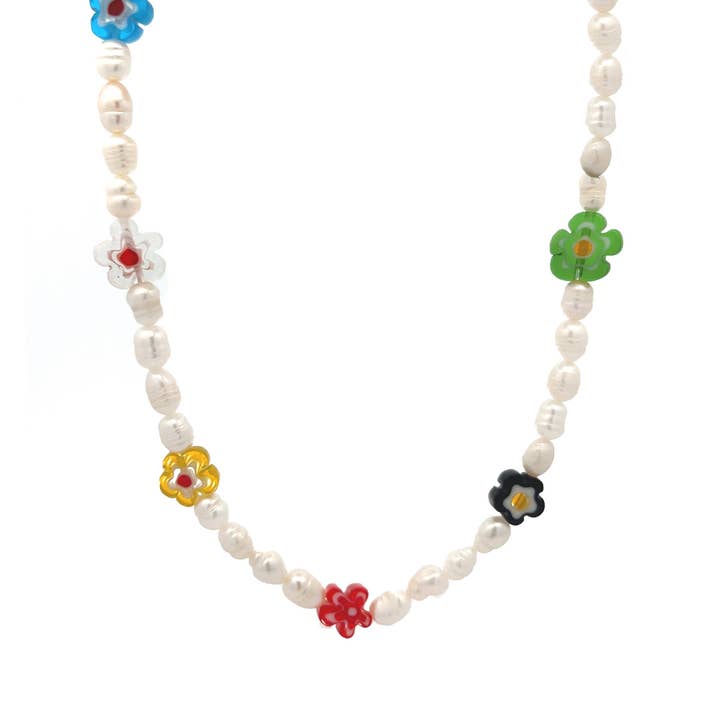 Necklace With Pearls And Flowers - MNK211211112G93 for wholesale by AMORINO SRL