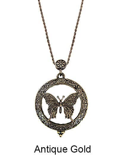 TheTizana - Wholesale Pendant/Charm Necklace - Butterfly 6 Times Magnifier Magnifying Glass Top Sliding Mag0