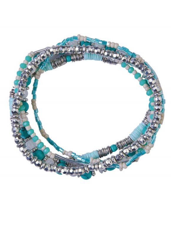 Pulsera de cuentas elástica - Detalles en tono plateado para venta al por mayor de The Collection Royal / Royal Handicrafts