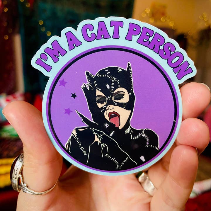 Haunted Fembot - Wholesale Sticker - “I’m a Cat Person” Catwoman Water Bottle Sticker0