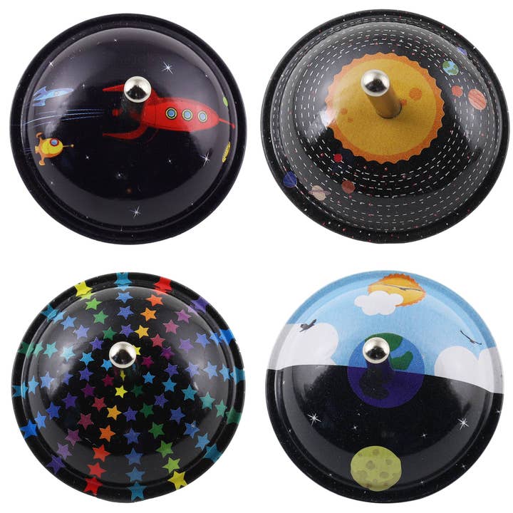 24x plåtleksak Luna-snurra med raket, plåtsnurra för wholesale av Tribal Trade GmbH