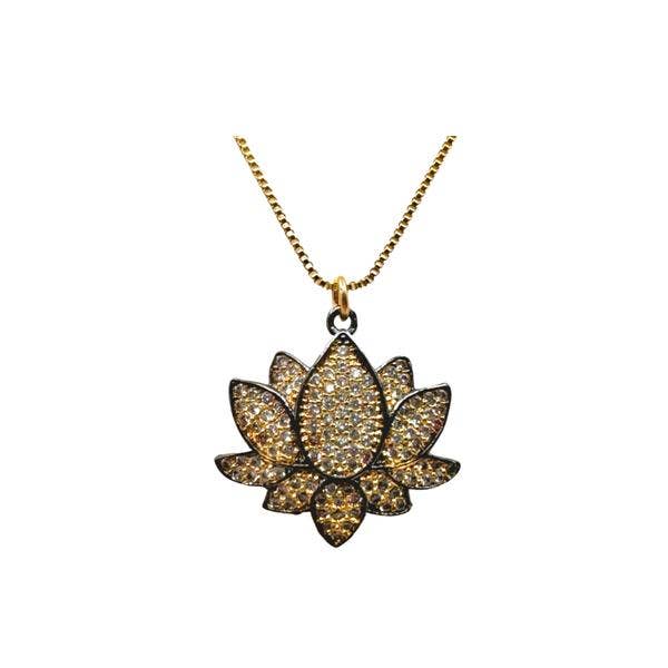 CZ & Gold Fill Lotus Necklace for wholesale by Athena Designs