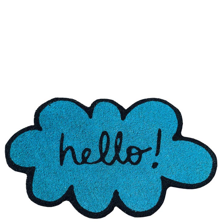 Paillasson en forme de nuage « Hello » bleu pour la vente par Laroom