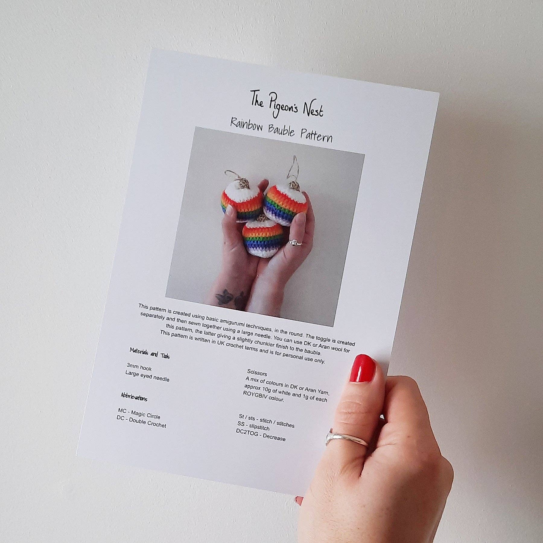 The Pigeon's Nest – wholesale Knitting/Crochet Supplies – Rainbow Bauble Crochet Printed Pattern |0