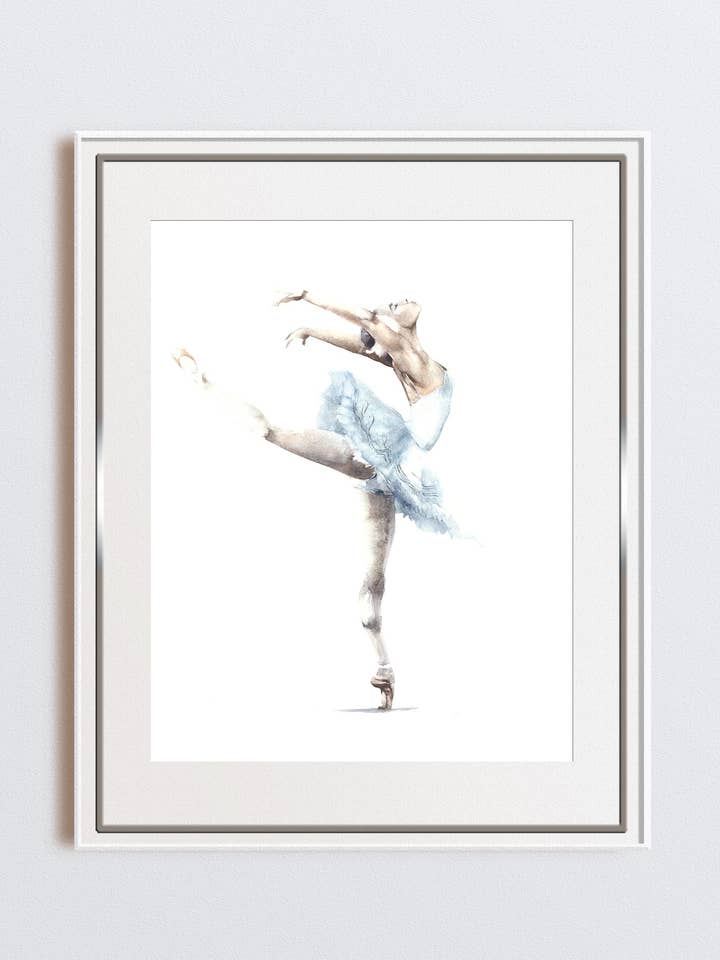 Ballerina Watercolor, Swan Lake, Odette Giclée Print for wholesale by Yuliasheart