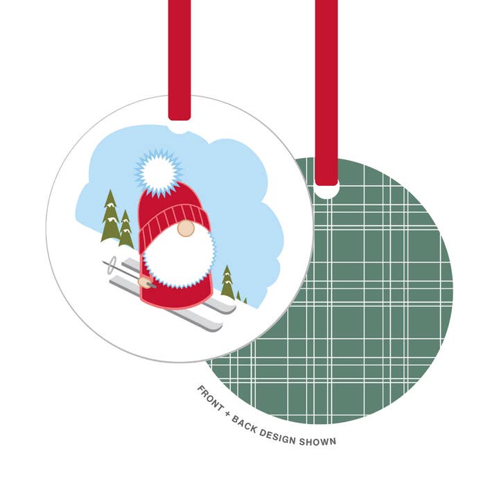Ornamento de metal | Skiing Gnome para venta al por mayor de Creative Compass