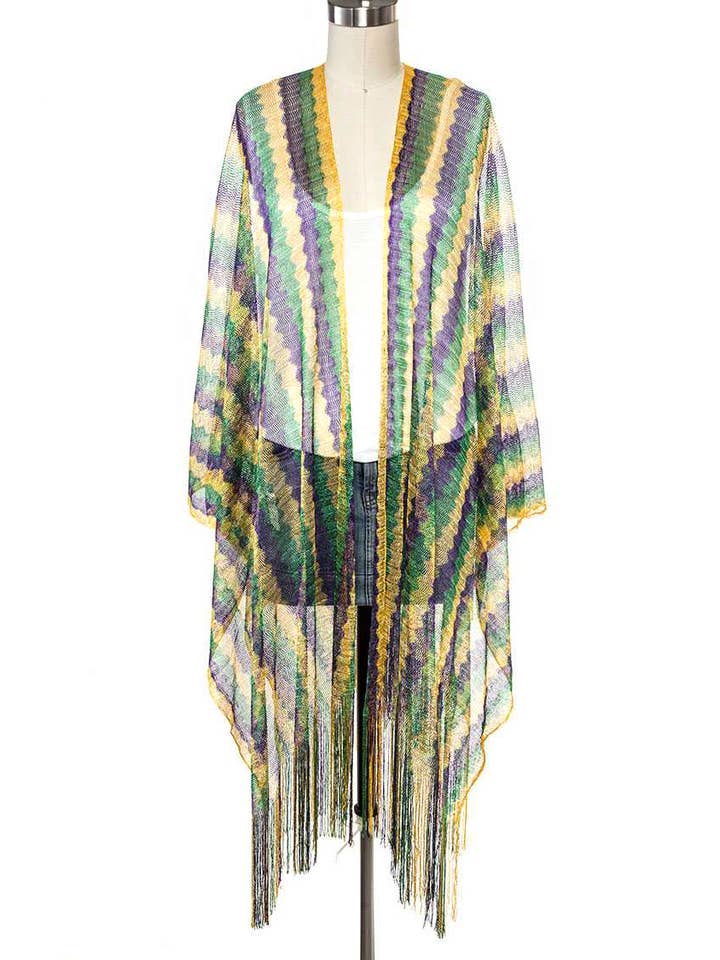 Zigzag Lurex Knit Fringe Cardigan for wholesale by Artini Accessories