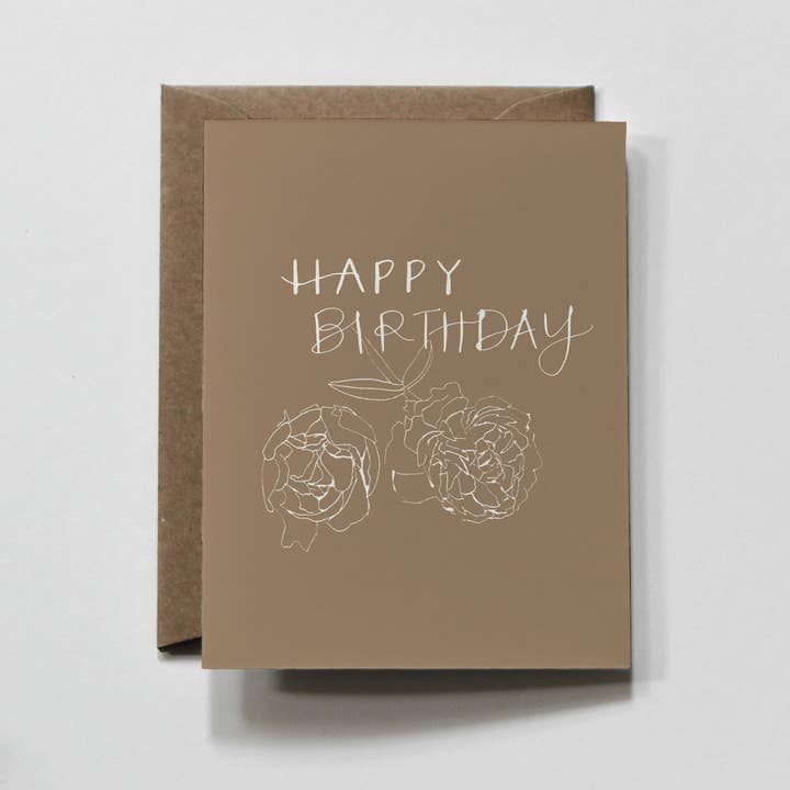 everglow handmade - Wholesale Birthday Card - Waves | Floral Outline Happy Birthday Greeting Card