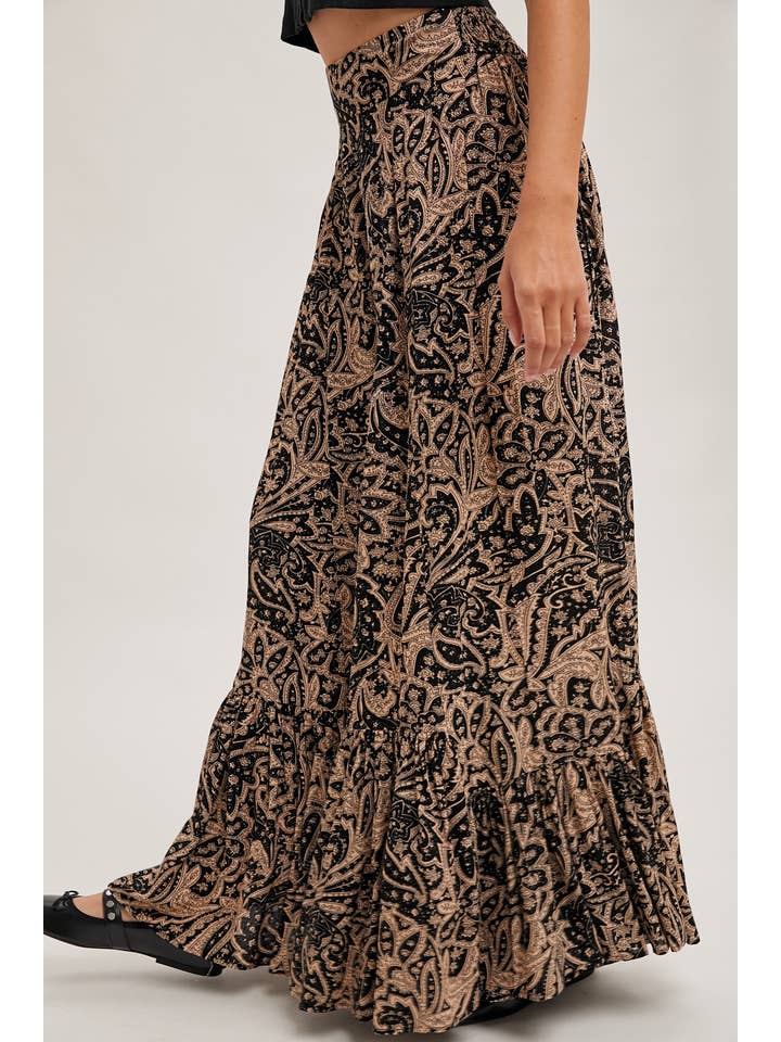 Bluivy - Wholesale Pants - Women's - PAISLEY PRINT WIDE RUFFLED PANTS15