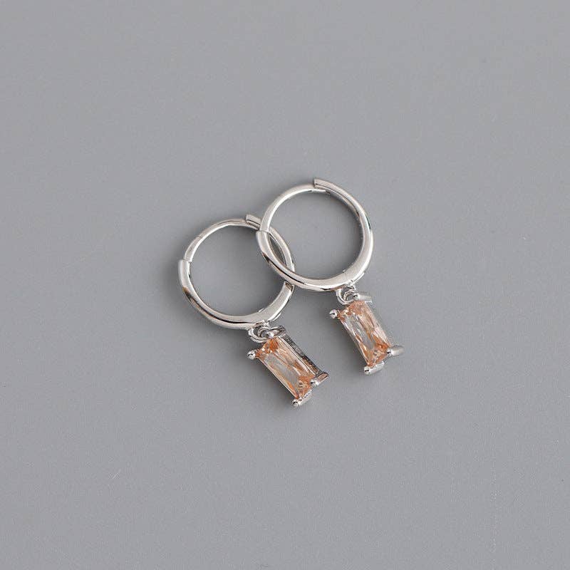 Perimade & Co. LLC – wholesale Huggie earrings – Emerald Cut Color Gem Drop Earrings in 925 Sterling Silver7