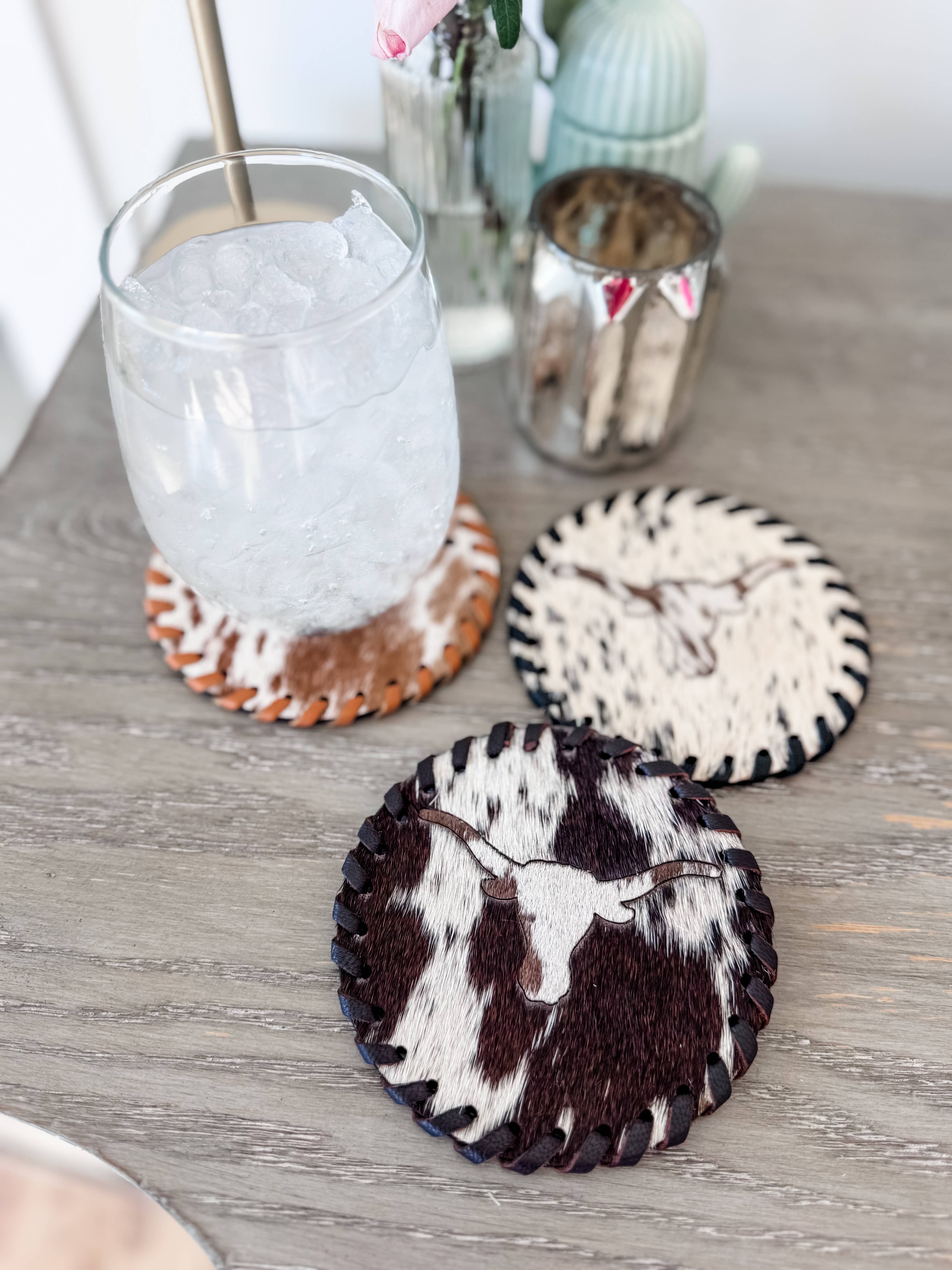 Boho Ranch Shop - Wholesale Coasters - Genuine Cowhide Leather Coasters P| Western Hair-On Hide4