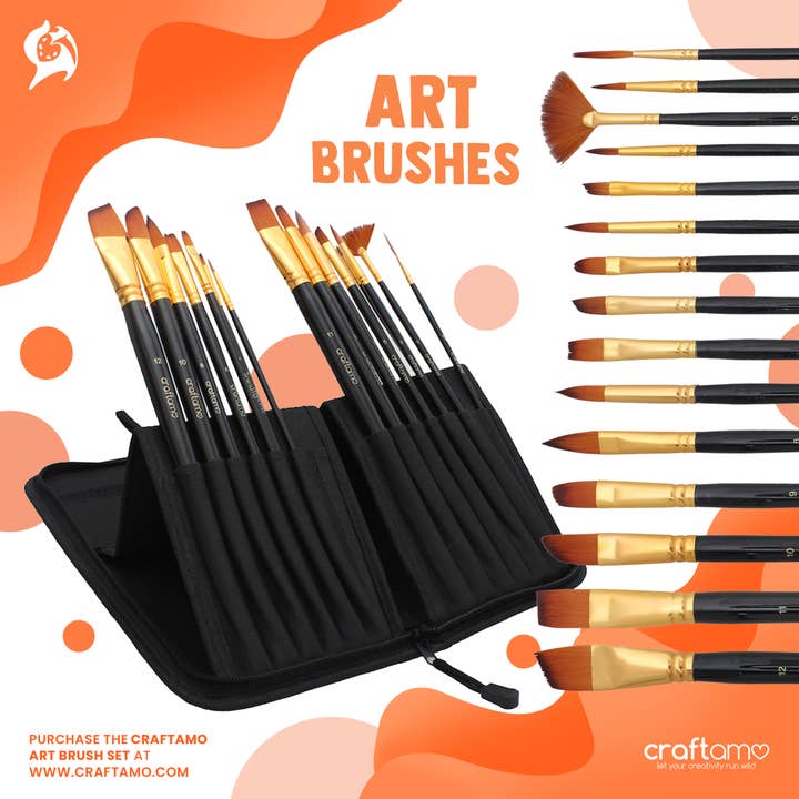 Art Brushes - 15 Piece Paint Brush Set w/ Pop-Up Carry Case for wholesale by Craftamo