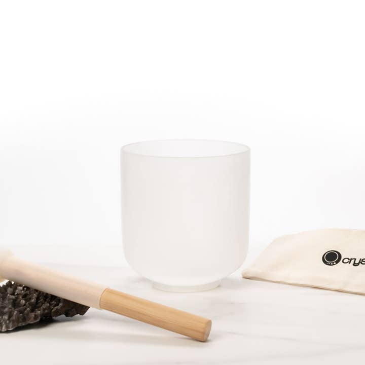 Bol chantant en cristal givré 432Hz de 6" C Note pour la vente par HK Higher Knowing