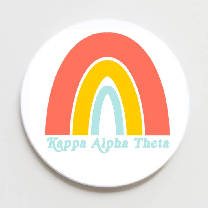 Kappa Alpha Theta Greek Rainbow Button - 2.25 inch for wholesale by Good Vibez Collegiate