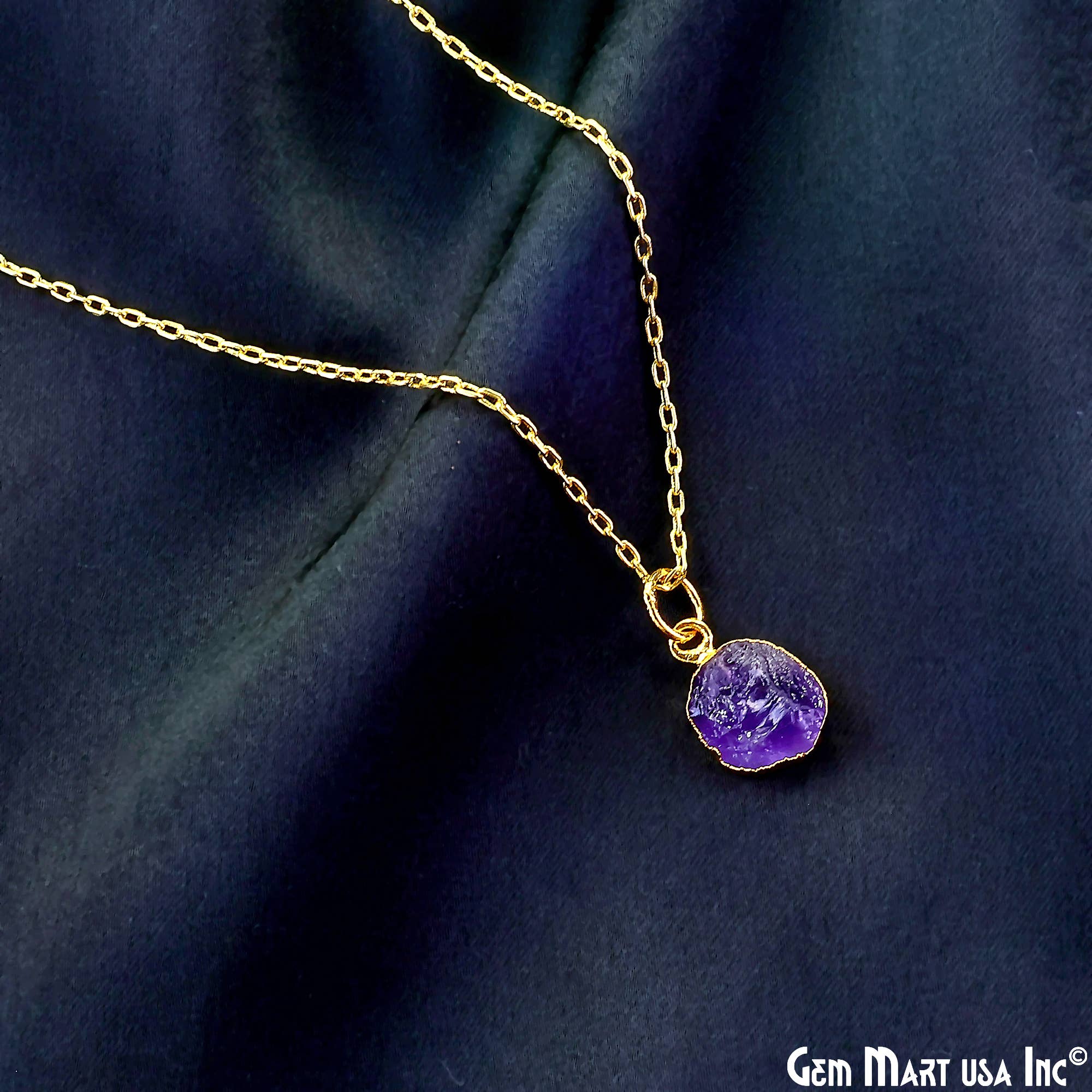 GemMartUSA - Wholesale Pendant/Charm Necklace - Rough Gemstone 16x10mm Gold Electroplated Single Bail Charm42