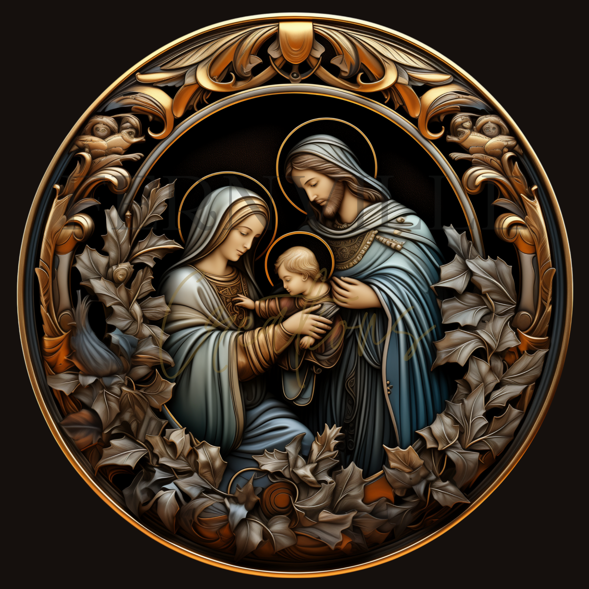 Fernville Creations - Wholesale Ornament - Nativity Ceramic Flat Disc Ornament, Religious Gift1