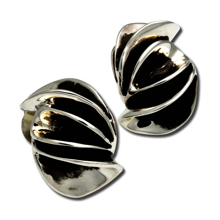 Earrings (Folded Sculpture-Clip) .925 Sterling Silver for wholesale by Zina Sterling Silver